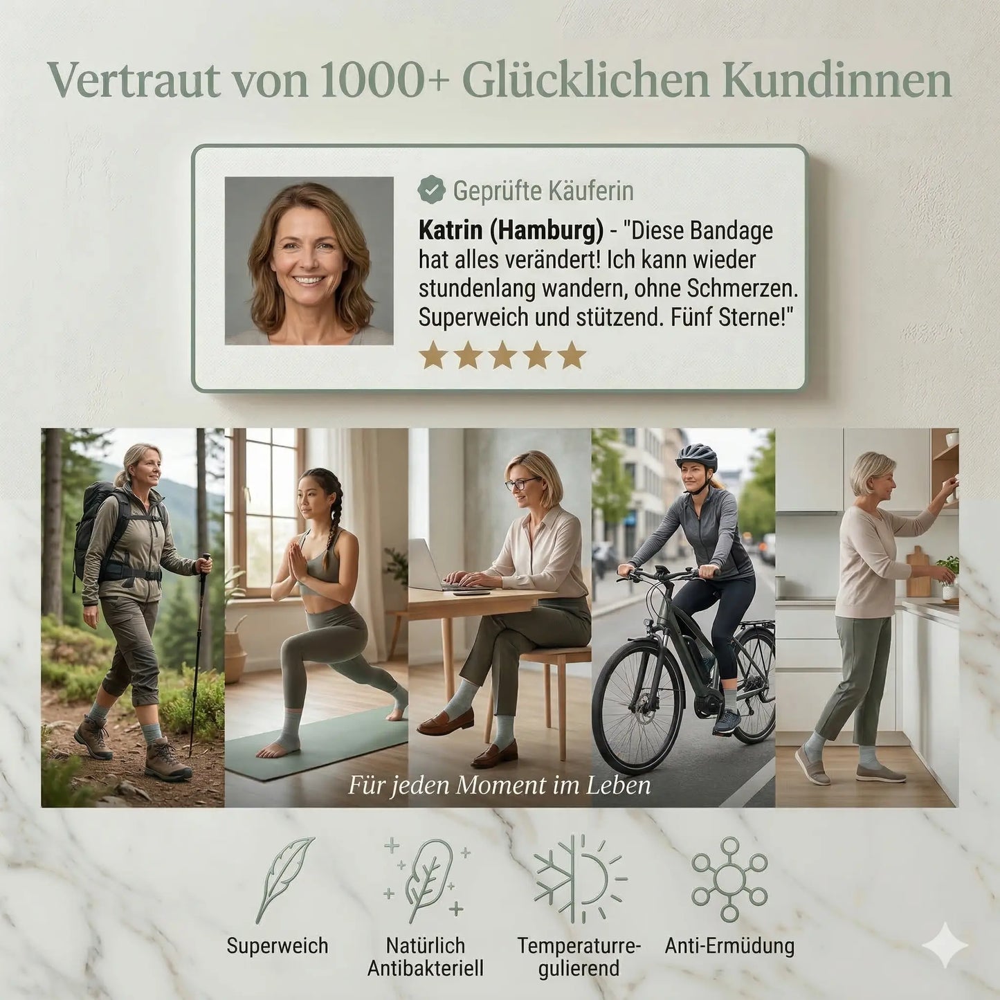 Bambus Fußmanschette: Das erste Mal seit Jahren  keine schweren Beine, kein Schmerz